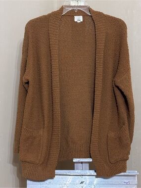 Luna Ivy Camel Brown Open Front Slouchy Knit Cardigan Sweater Sz S/M